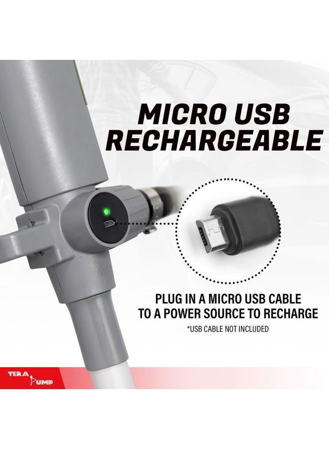 TERA PUMP [2nd Gen] High Volume Rechargeable Battery Gas Can Pump, 20% More Powerful Suction (2.7 GPM) - Refuel from Greater Distances, XL120 inch Vinyl Hose w/Nozzle Control - Image 2