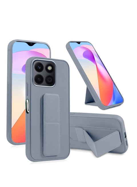 Hand Grip Magnetic Hold Kickstand Wrist Strap With Built-In Iron Case Cover For Honor X6a 4G 2023 Grey
