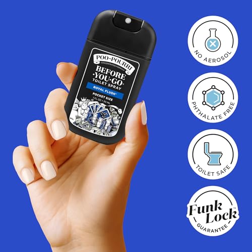 Poo-Pourri Before-You-Go Pocket Toilet Spray, Travel Essentials, Royal Flush, 1 Fl Oz, Up to 50 Uses, On-The-Go Bathroom Odor Deodorizer with Essential Oils, TSA Approved Size, Eucalyptus & Spearmint - Image 3