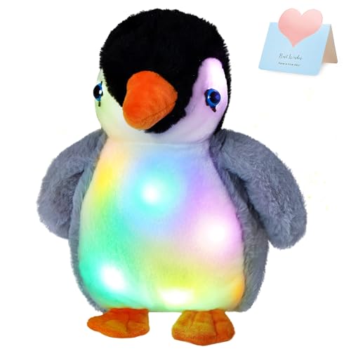 BSTAOFY Light up Penguin Stuffed Animal Glow Perky Adorable LED Floppy Plush Toy Nightlight Gift for Kids on Birthday Christmas Holiday 11 - Image 1