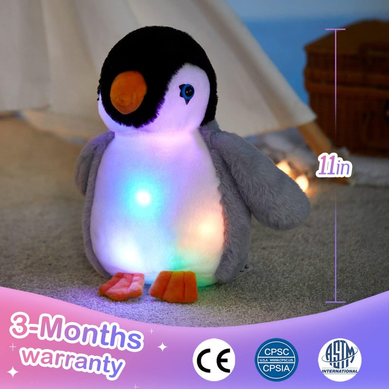 BSTAOFY Light up Penguin Stuffed Animal Glow Perky Adorable LED Floppy Plush Toy Nightlight Gift for Kids on Birthday Christmas Holiday 11 - Image 3