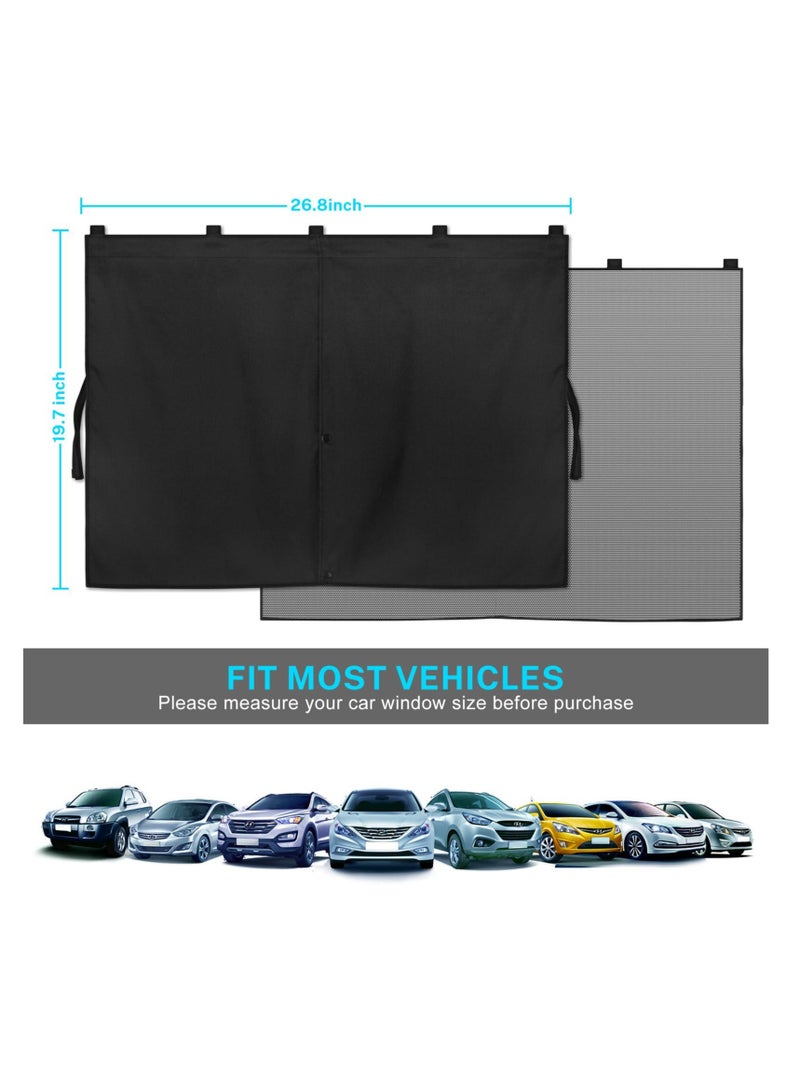 Peachjoy ستائر نوافذ السيارة، 2 قطعة ستارة شمسية مزدوجة الطبقة مغناطيسية لنوافذ السيارة الجانبية، خيارات ظل كامل/ظل نصف، ستارة نافذة سيارة سوداء لحماية من الحرارة/الأشعة فوق البنفسجية، للتخييم والسفر (أسود-2 قطعة) - Image 3