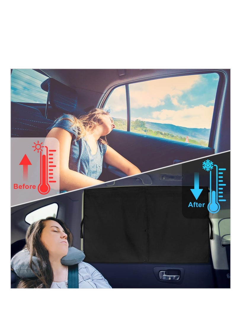 Peachjoy ستائر نوافذ السيارة، 2 قطعة ستارة شمسية مزدوجة الطبقة مغناطيسية لنوافذ السيارة الجانبية، خيارات ظل كامل/ظل نصف، ستارة نافذة سيارة سوداء لحماية من الحرارة/الأشعة فوق البنفسجية، للتخييم والسفر (أسود-2 قطعة) - Image 4