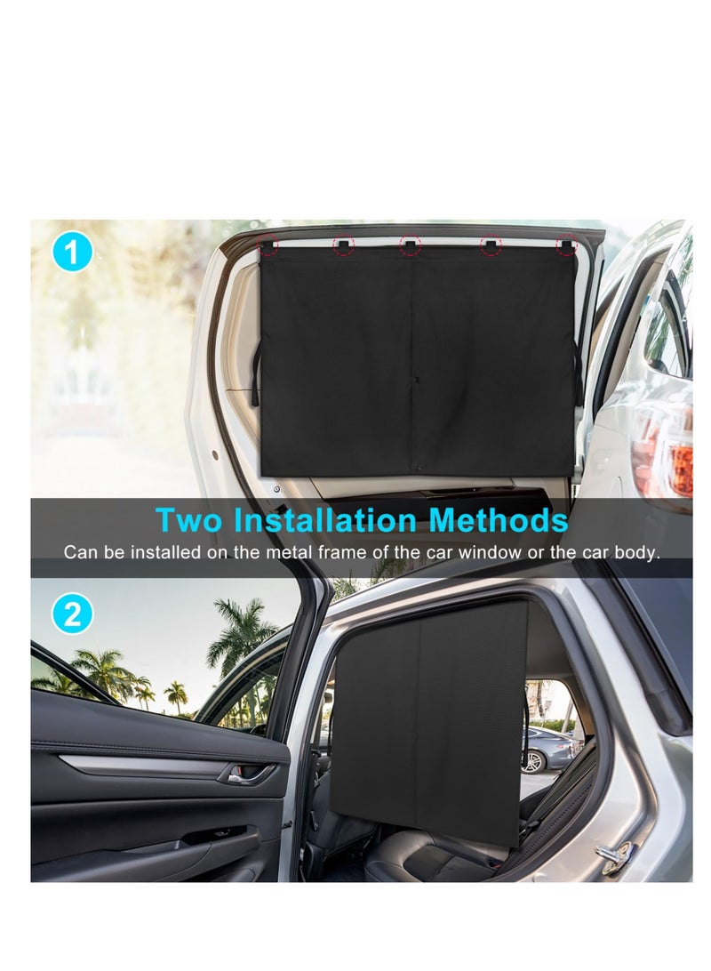 Peachjoy ستائر نوافذ السيارة، 2 قطعة ستارة شمسية مزدوجة الطبقة مغناطيسية لنوافذ السيارة الجانبية، خيارات ظل كامل/ظل نصف، ستارة نافذة سيارة سوداء لحماية من الحرارة/الأشعة فوق البنفسجية، للتخييم والسفر (أسود-2 قطعة) - Image 5