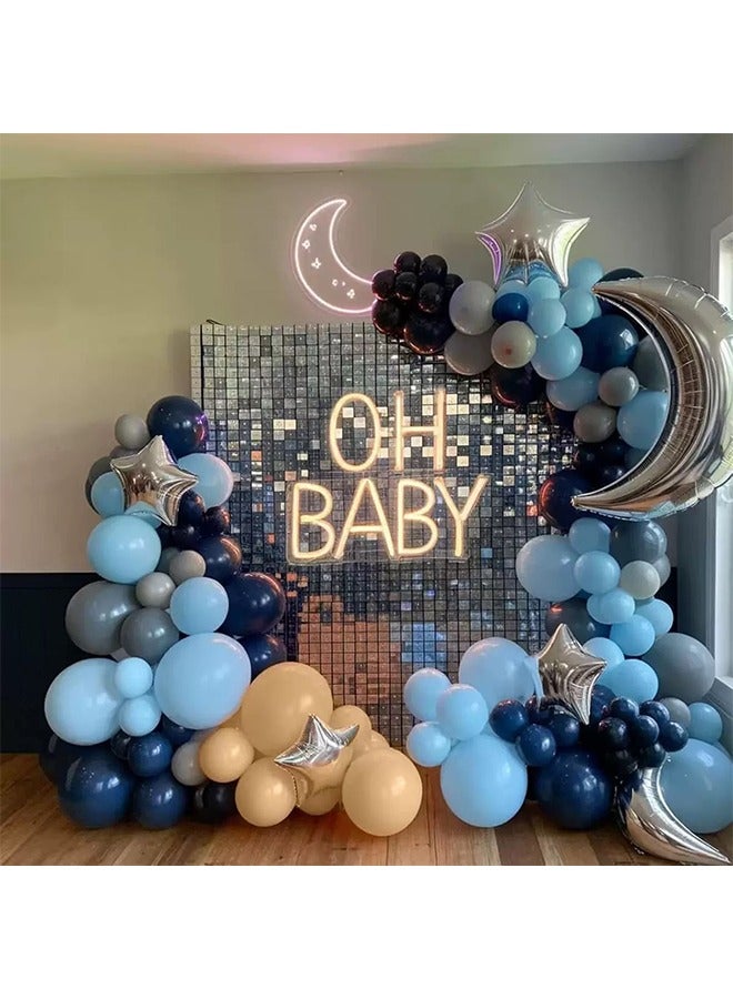 Space Balloons Galaxy Balloons Galaxy Party Decorations Metallic Galaxy Balloons Star Moon Balloons Galaxy Party Garland Supplies For Girl Birthday Navy Blue/Silver - Image 3