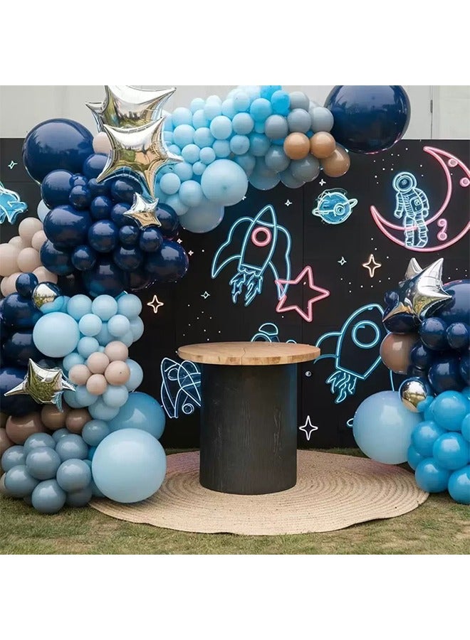 Space Balloons Galaxy Balloons Galaxy Party Decorations Metallic Galaxy Balloons Star Moon Balloons Galaxy Party Garland Supplies For Girl Birthday Navy Blue/Silver - Image 4