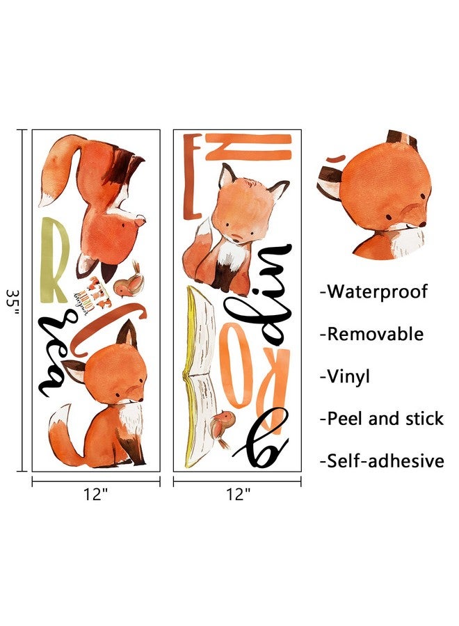 Mfault Foxes Reading Corner Baby Boys Girls Wall Decals Stickers, Removable Woodland Animals Read Books Nursery Playroom Decorations Bedroom Classroom Art, Bird Kids Library Toddler Room Decor - Image 2