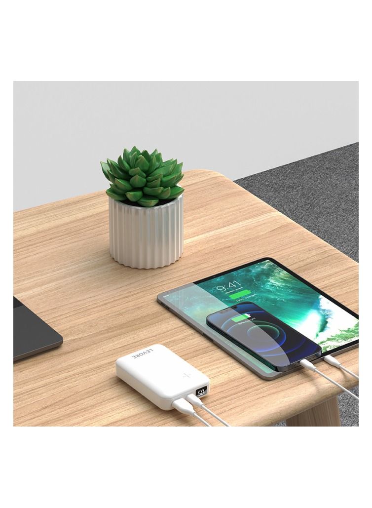 ليفور باور بانك 10000 مللي أمبير PD مع منفذين USB - أبيض - Image 2