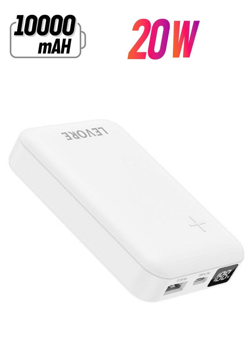 ليفور باور بانك 10000 مللي أمبير PD مع منفذين USB - أبيض - Image 1