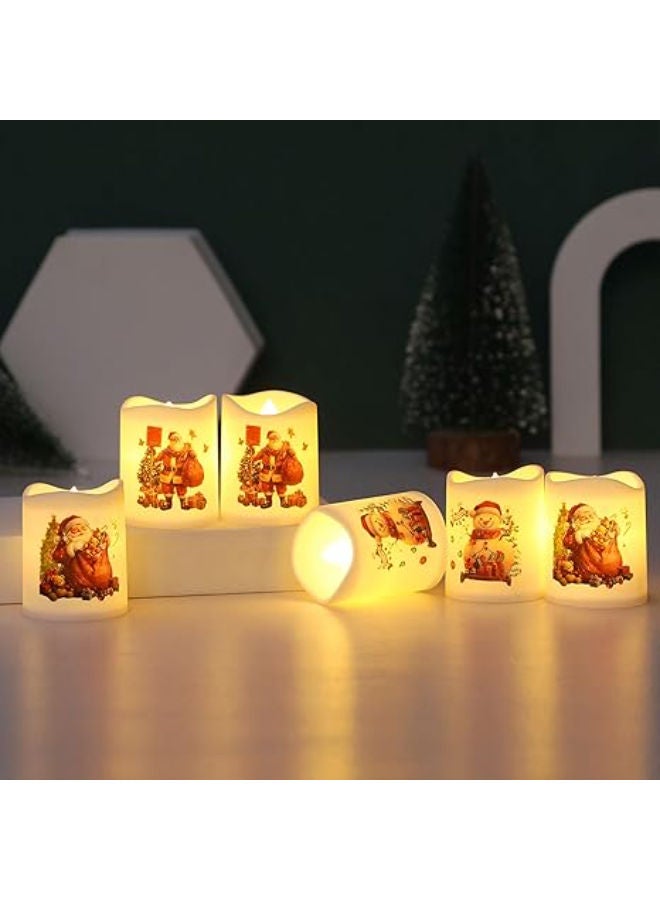 6 قطع - شموع عيد الميلاد النذرية بدون لهب مع سانتا - Image 4