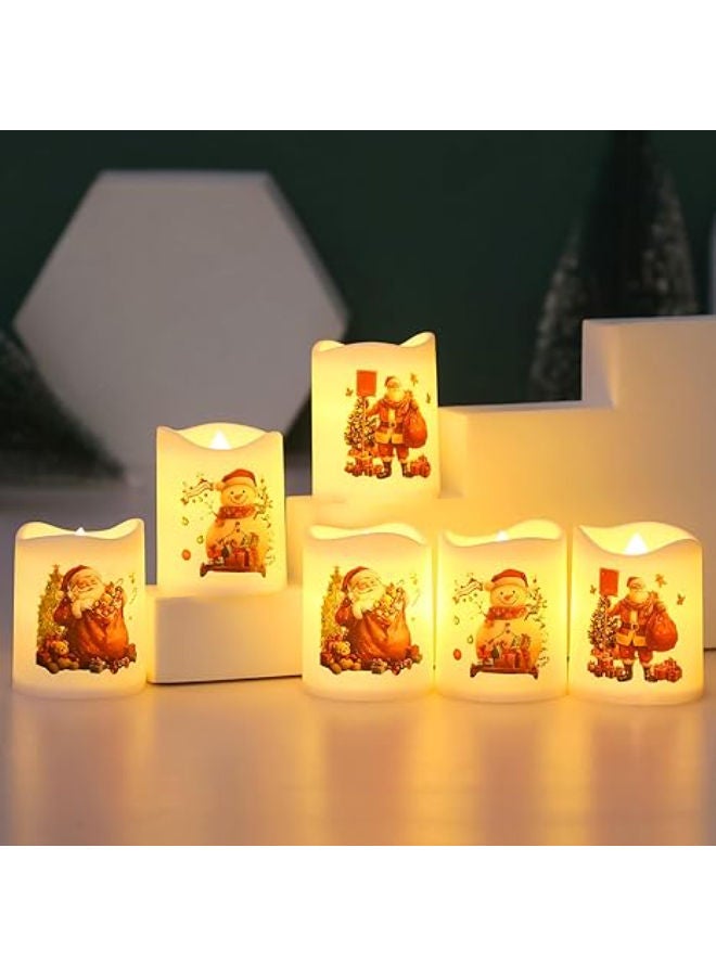 6 قطع - شموع عيد الميلاد النذرية بدون لهب مع سانتا - Image 1