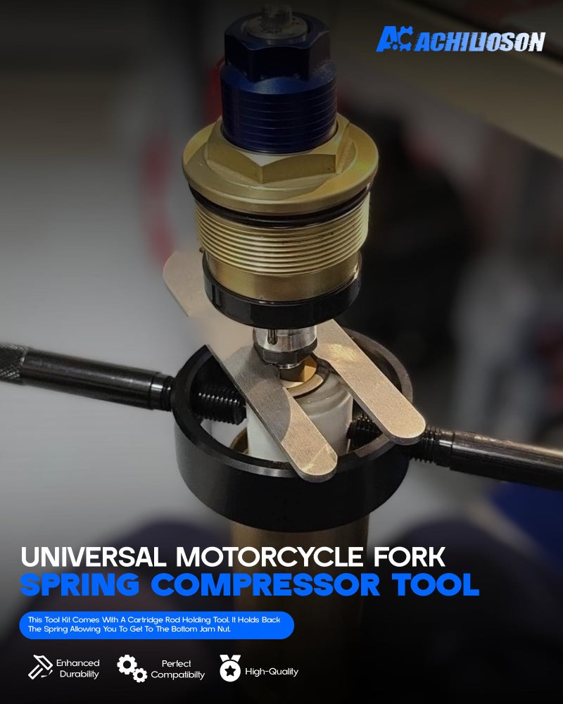 Achilioson Universal Motorcycle Fork Spring Compressor Tool, Fork Oil Level Tool for Most Upside Down Streetbike Motorcycle Forks - Image 2