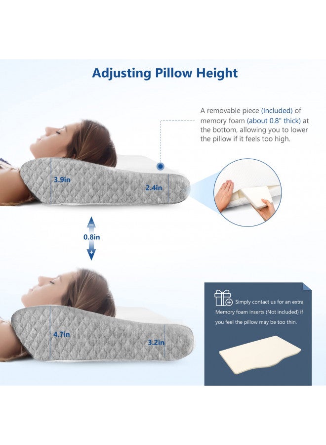 ZAMAT ZAMAT Contour Memory Foam Pillow for Neck Pain Relief, Adjustable Ergonomic Cervical Pillow for Sleeping, Orthopedic Neck Pillow with Washable Cover, Bed Pillows for Side, Back, Stomach Sleepers - Image 4