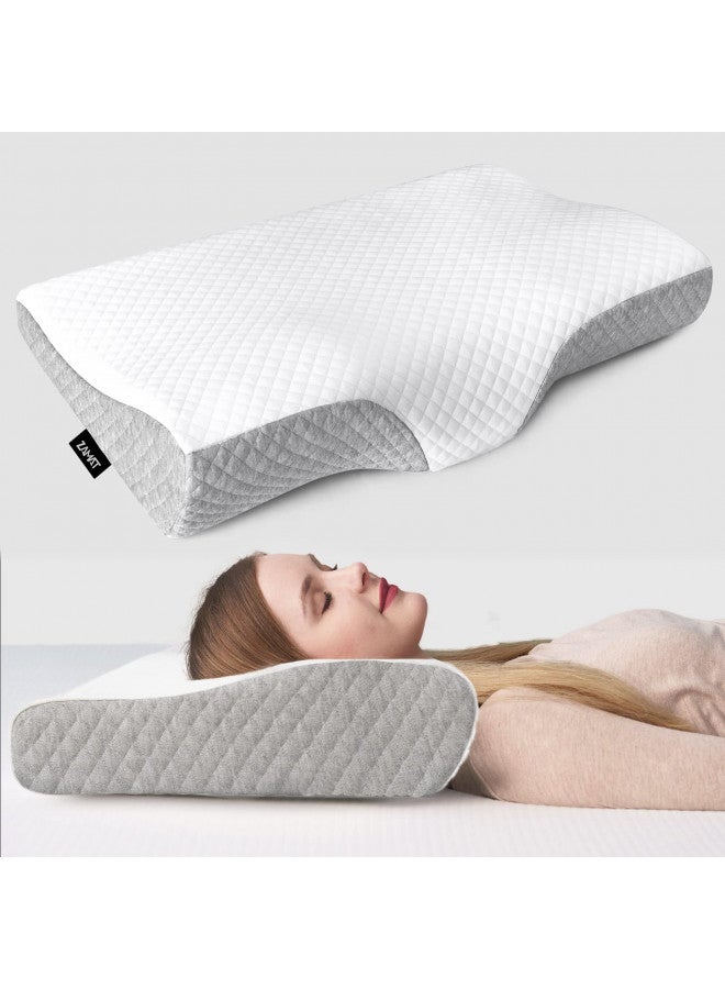 ZAMAT ZAMAT Contour Memory Foam Pillow for Neck Pain Relief, Adjustable Ergonomic Cervical Pillow for Sleeping, Orthopedic Neck Pillow with Washable Cover, Bed Pillows for Side, Back, Stomach Sleepers - Image 1