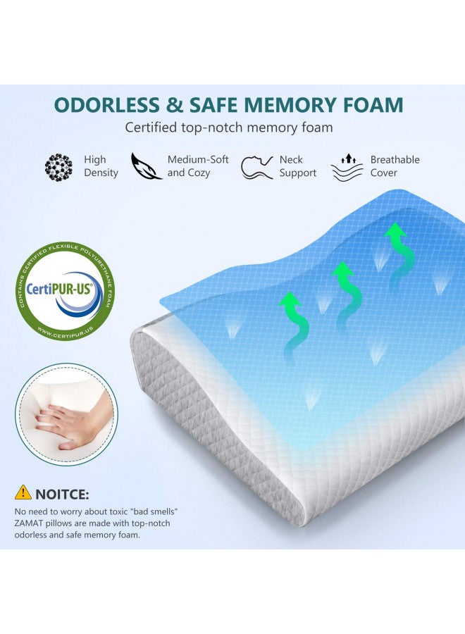 ZAMAT ZAMAT Contour Memory Foam Pillow for Neck Pain Relief, Adjustable Ergonomic Cervical Pillow for Sleeping, Orthopedic Neck Pillow with Washable Cover, Bed Pillows for Side, Back, Stomach Sleepers - Image 3