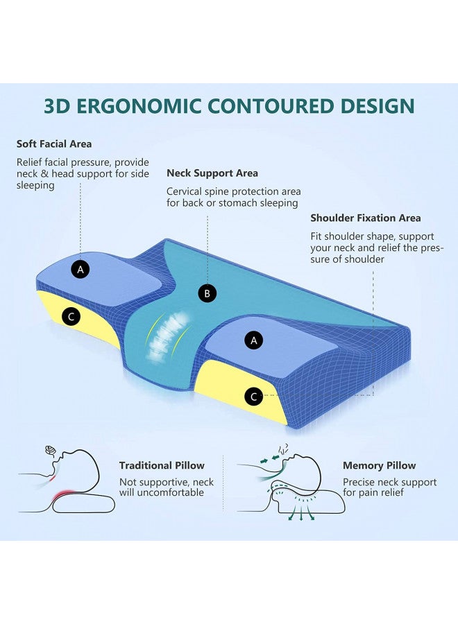 ZAMAT ZAMAT Contour Memory Foam Pillow for Neck Pain Relief, Adjustable Ergonomic Cervical Pillow for Sleeping, Orthopedic Neck Pillow with Washable Cover, Bed Pillows for Side, Back, Stomach Sleepers - Image 5