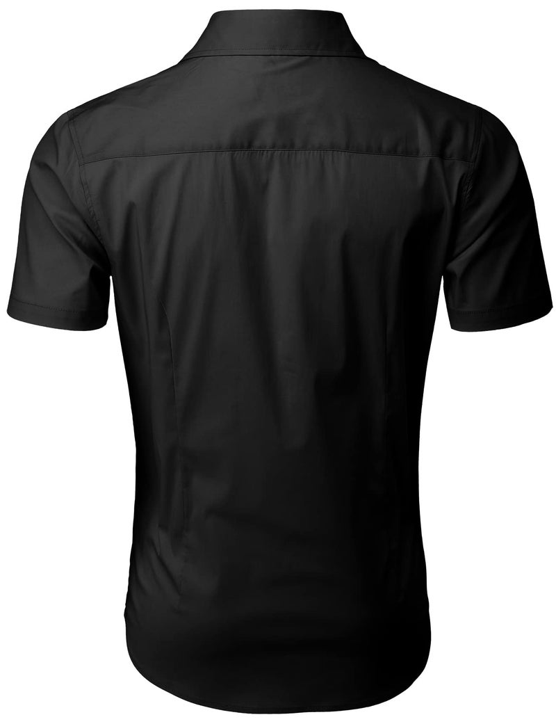 H2H Mens Black Dress Shirt Black US M/Asia L (KMTSTS0132) - Image 3