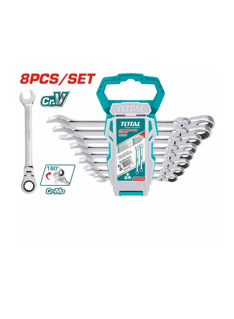TOTAL flexible ratchet spanner set 8 pcs