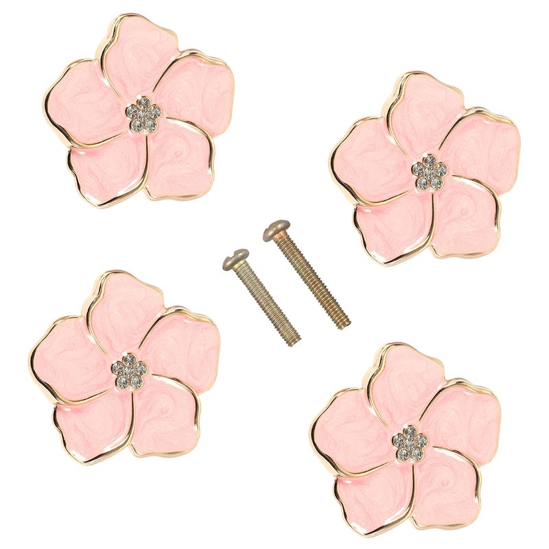 LLDYNW 4 pcs Petal Handles Colorful Drawer Knobs Flower Petal Cabinet Dresser Knobs for Girls Room Dresser Cupboard Drawer Wardrobe Decorative Furniture Knobs Pink