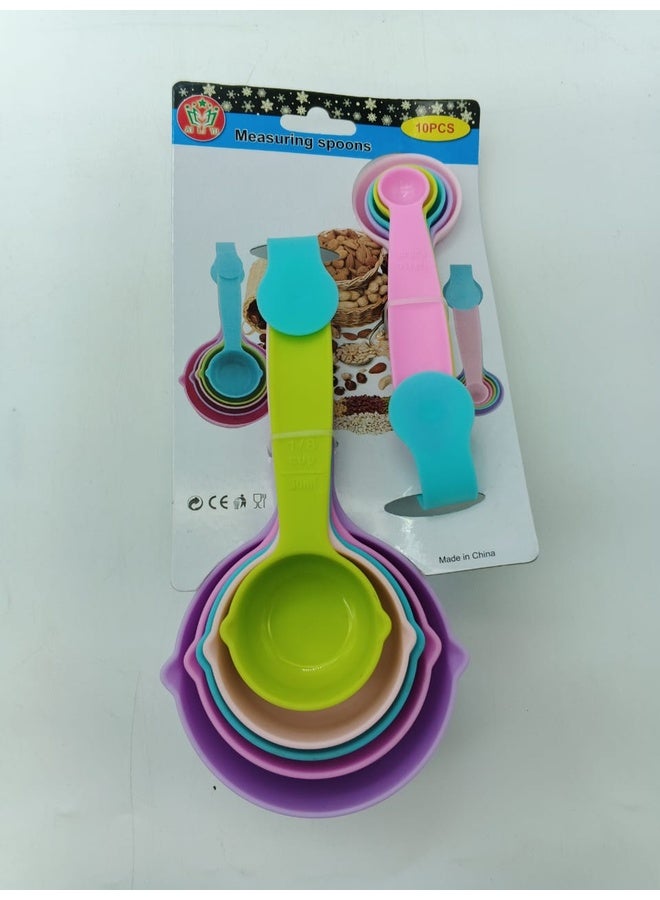 مجموعة ملاعق قياس متداخلة ملونة من 10 قطع - أساسيات المطبخ الباستيل