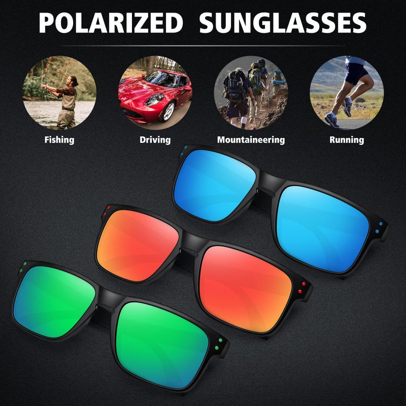 Meetsun Polarized Sunglasses For Men Women Sports Driving Fishing Glasses Uv400 Protection 3Pack-Blue+Red+Green - Image 5