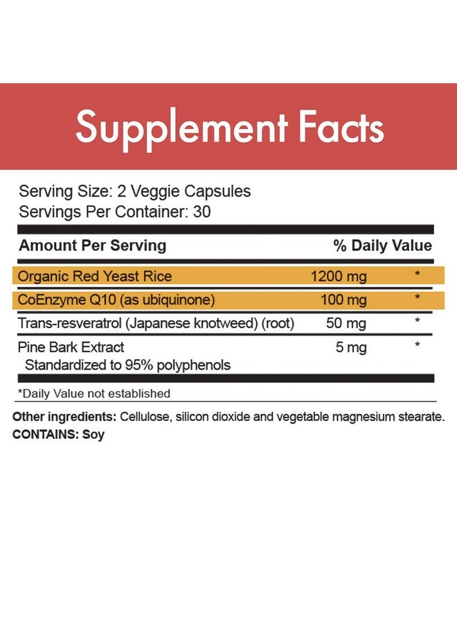stop aging now Stop Aging Now - RED-Q10 Organic Red Yeast Rice with CoQ10 - Red Yeast Rice Formula - 60 Veggie Caps - Image 3
