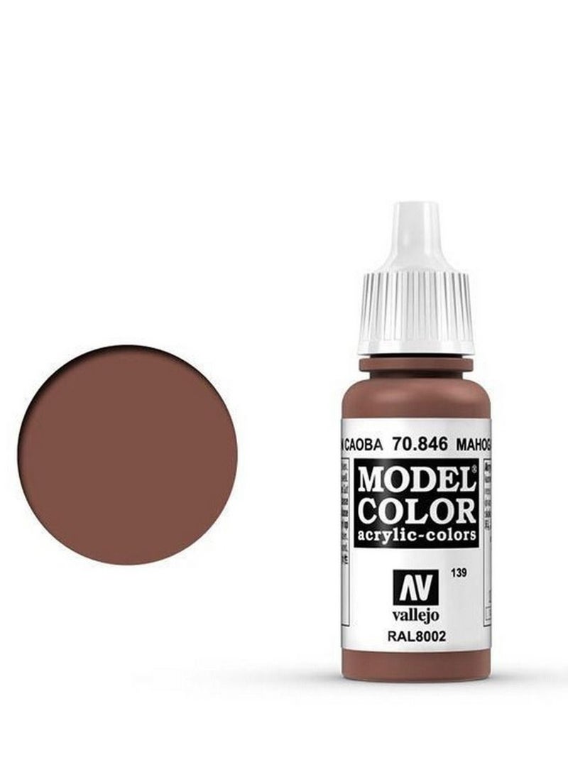 Vallejo Model Color 846 Mahogany Brown 18ml Bottle Acrylic Paint for Miniatures and Scale Diorama