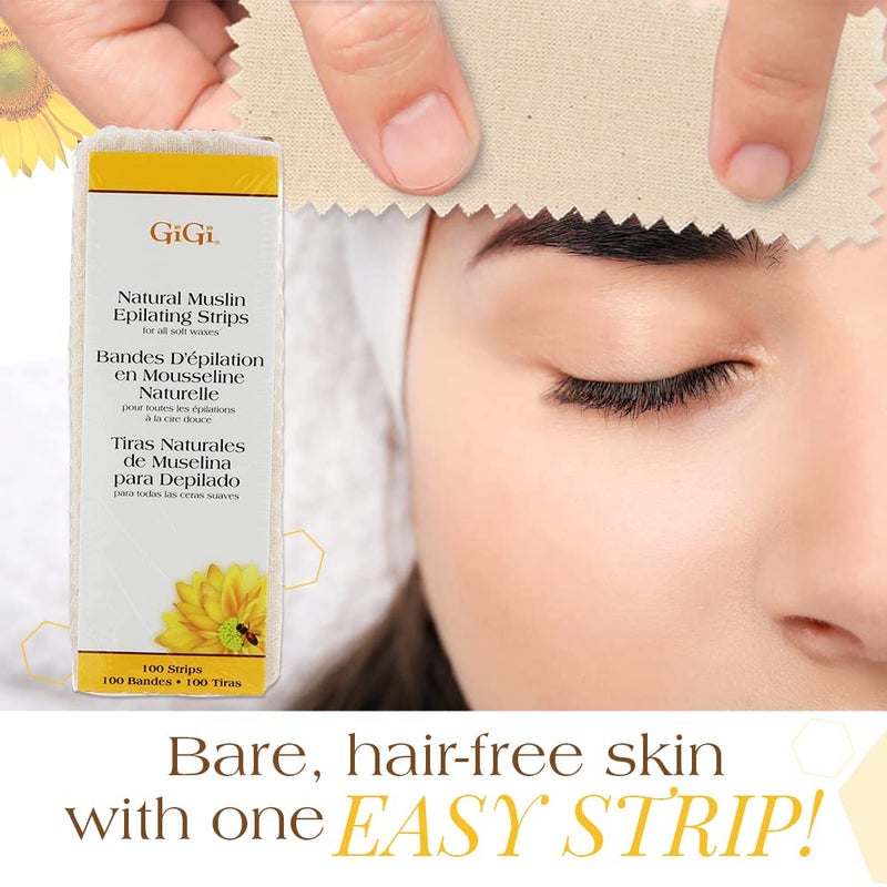 GiGi Waxing Strips for Hair Waxing/Hair Removal, Small Natural Muslin, 100 Epilating Strips - Image 3