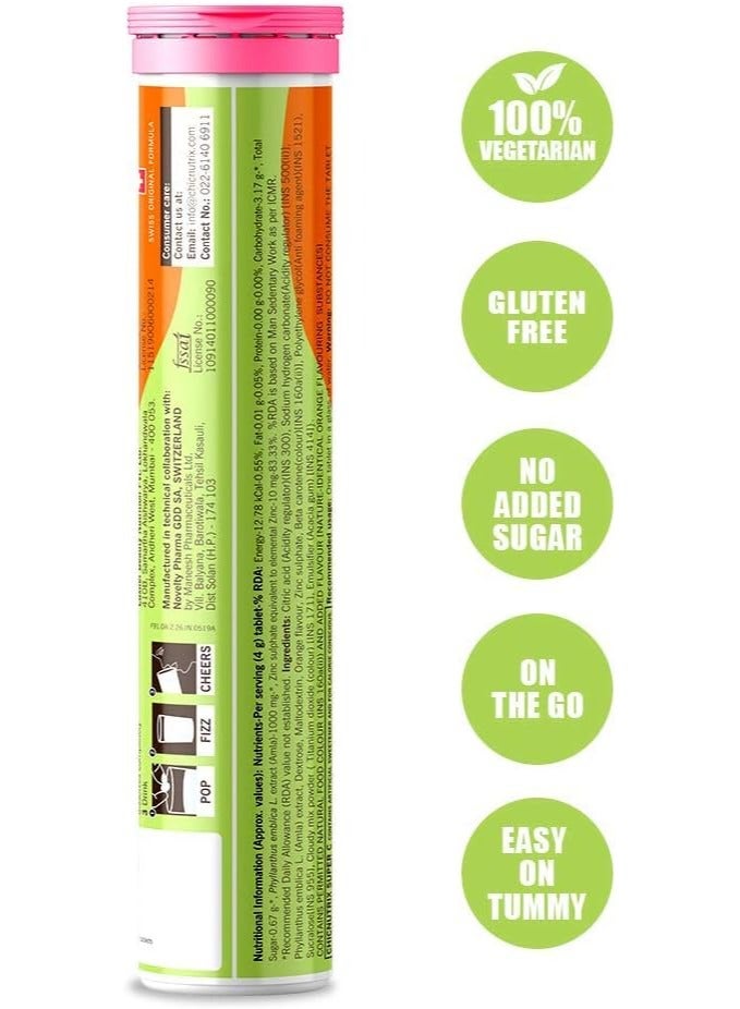 CHICNUTRIX Glow + Super C - Japanese Glutathione 500 Mg - Natural Amla Extract Vitamin C + Zinc - 20 Effervescent Tablets Each, Pack Of 4 - Strawberry Lemon Flavour, Fizzy Orange Flavour - Image 5