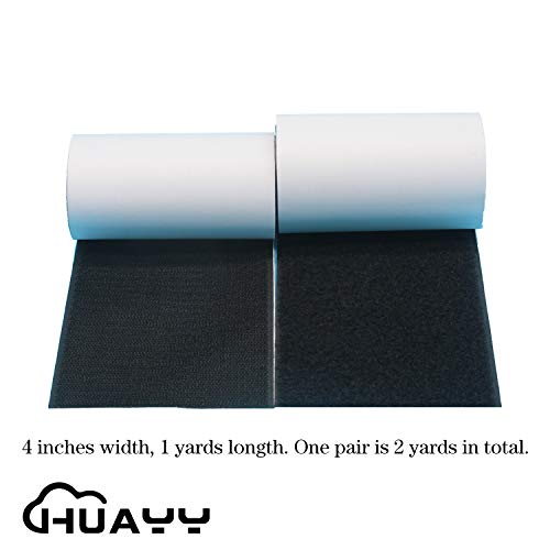 HUAYY 4 Inches Width 1 Yards Length | self-Adhesive Hook and Loop Style Sheets | Super Sticky Glue Nylon Patch | Strips | Patch | Fastener,Black (4in x 1yd) - Image 2