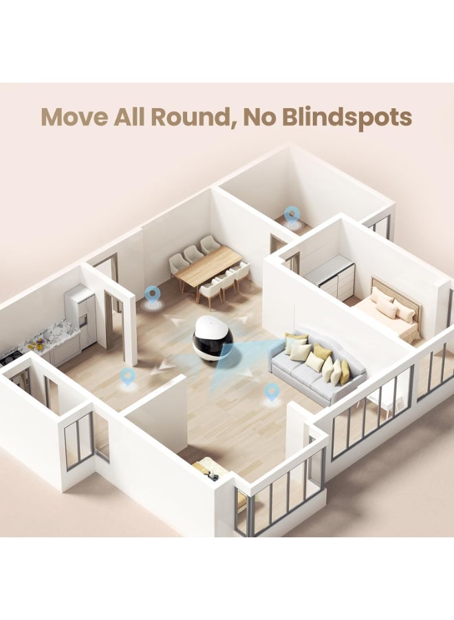 Enabot EBO Air 2 Mobile Pet Camera Robot, 2K Smart Home & Pet Monitoring Camera, Two-Way Audio, Auto Recharge, Night Vision, Wi-Fi, Companion Robot, Pink - Image 3