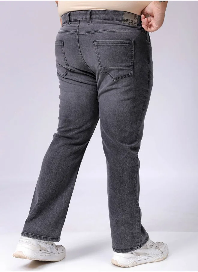 HARDSODA Men Plus Size Bootcut Solid Mid-Rise Stretchable Jeans