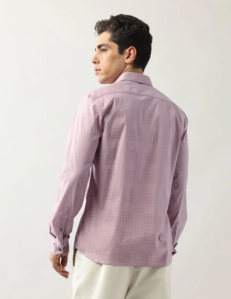 Arrow Pink Graph Checked Manhattan Slim Fit Shirt for Men | Best Price UAE