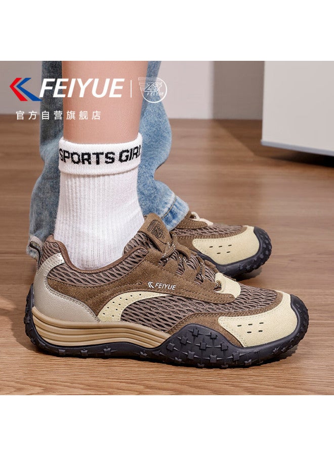 Feiyue Women's Sneakers Spring New Casual Lightweight Thick-soled Shoes Brown Khaki Size 39
