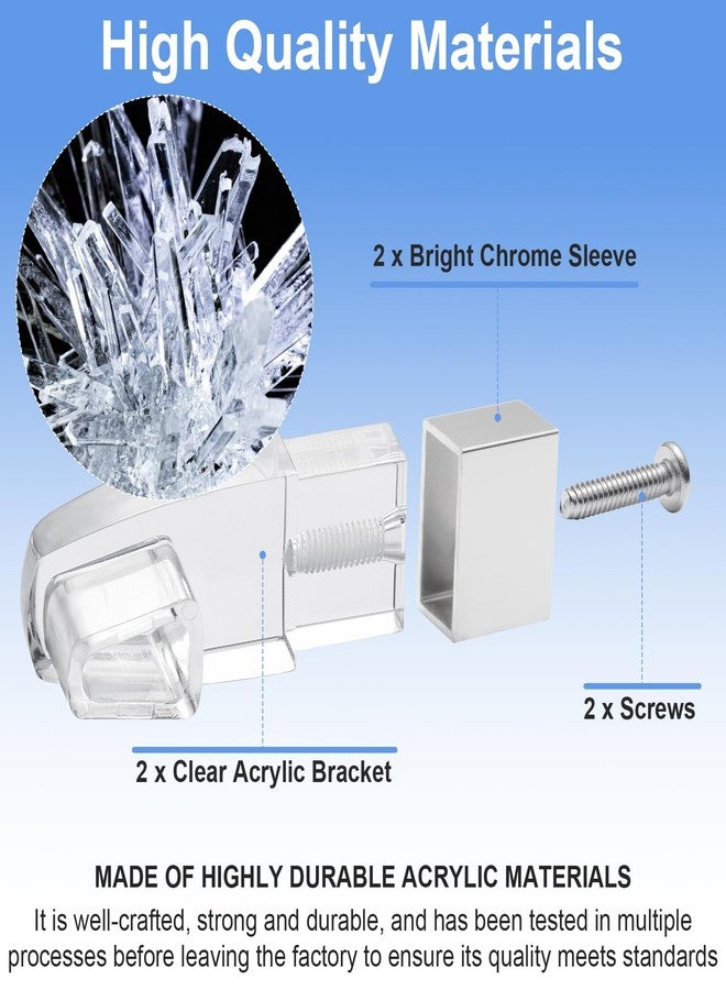 VYH Clear Acrylic Shower Door Towel Bar Brackets, with Bright Chrome Sleeve, Fit for Alumax/Basco Framed Sliding Shower Door Towel Rod Replacement （2 Pack） - Image 3