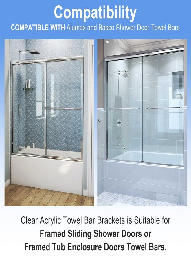 VYH Clear Acrylic Shower Door Towel Bar Brackets, with Bright Chrome Sleeve, Fit for Alumax/Basco Framed Sliding Shower Door Towel Rod Replacement （2 Pack） - Image 4