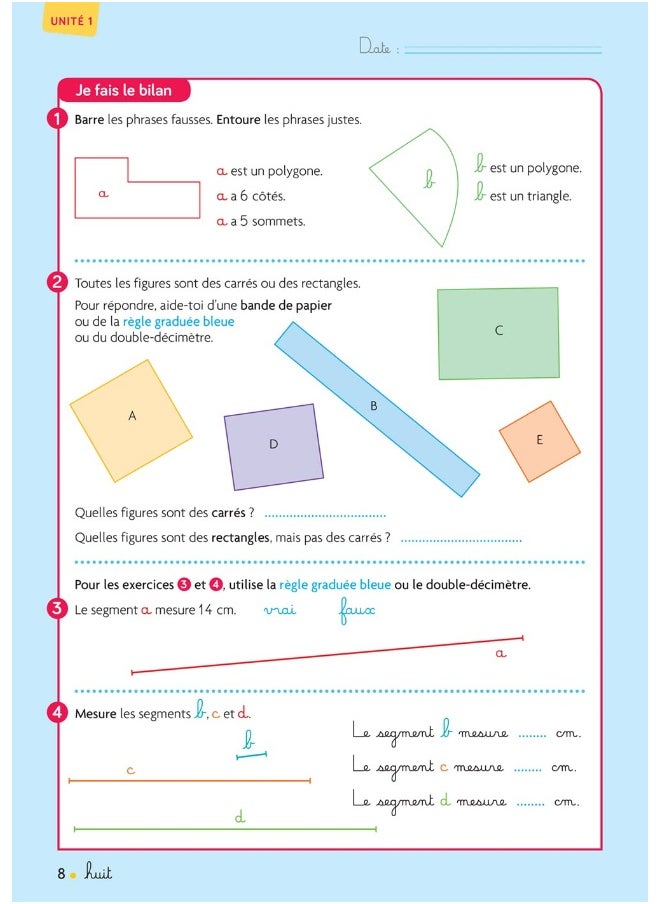 Cap Maths CE1 Éd. 2020 - Cahier de Géométrie-Mesur  - Image 4