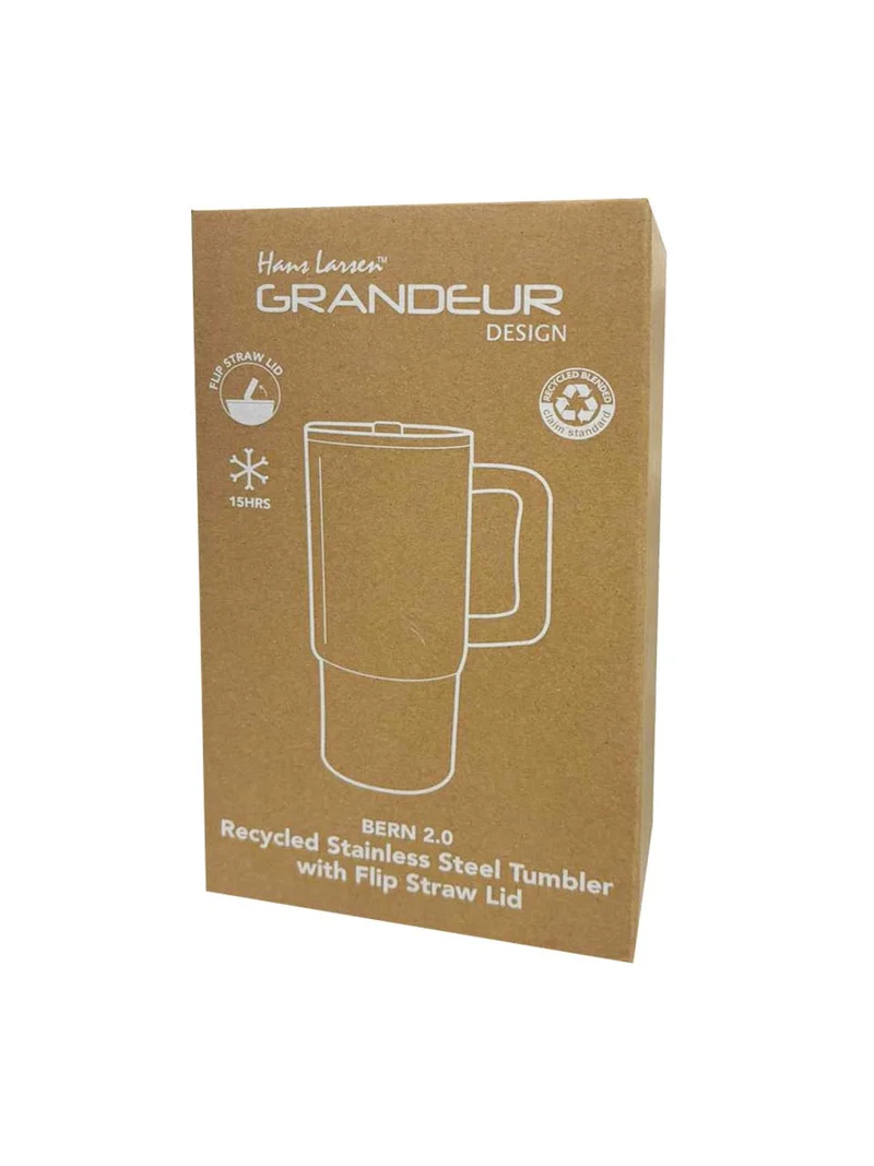 Hans Larsen black Hans Larsen Bern 2.0 Recycled Stainless Steel Tumbler with Leakproof Sip Straw Lid – 900 ml Cup-Holder Travel Mug, Ergonomic Handle, Keeps Drinks Cold 15 hrs / Hot 5 hrs - Black  | Best Price UAE