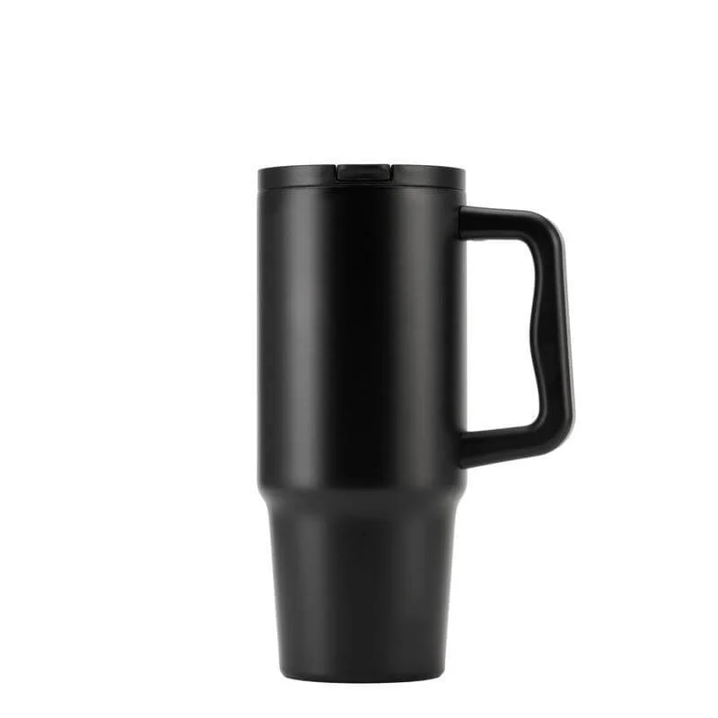 Hans Larsen black Hans Larsen Bern 2.0 Recycled Stainless Steel Tumbler with Leakproof Sip Straw Lid – 900 ml Cup-Holder Travel Mug, Ergonomic Handle, Keeps Drinks Cold 15 hrs / Hot 5 hrs - Black  | Best Price UAE