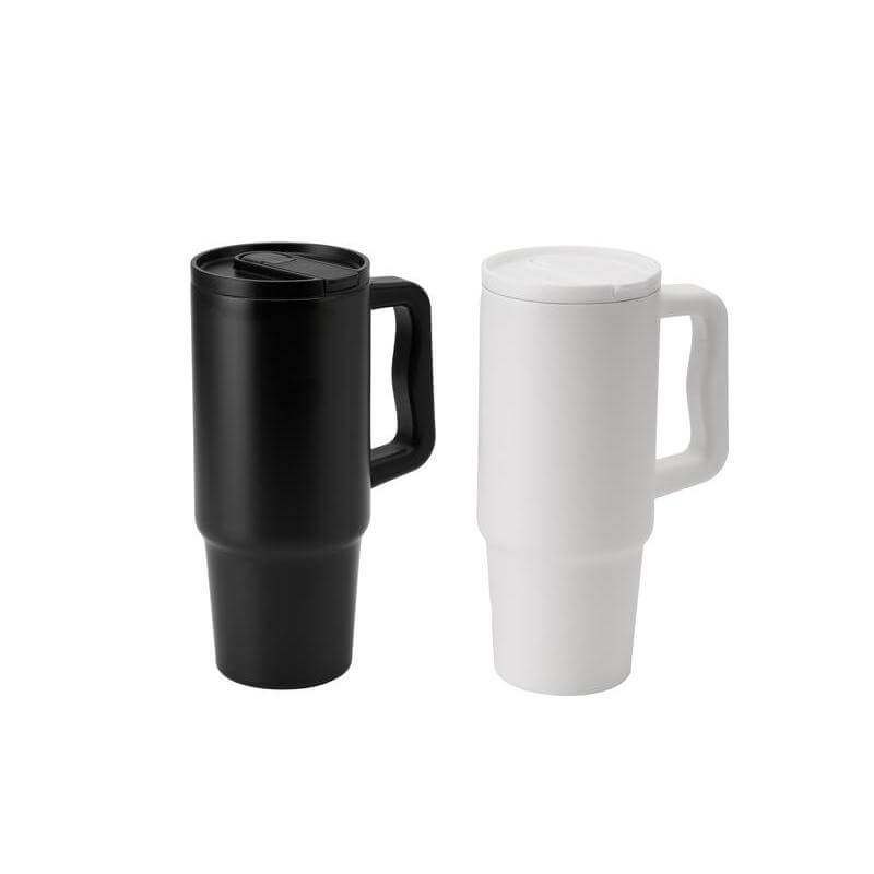 Hans Larsen Bern 2.0 Recycled Stainless Steel Tumbler with Leakproof Sip Straw Lid – 900 ml Cup-Holder Travel Mug, Ergonomic Handle, Keeps Drinks Cold 15 hrs / Hot 5 hrs - Black - Image 5
