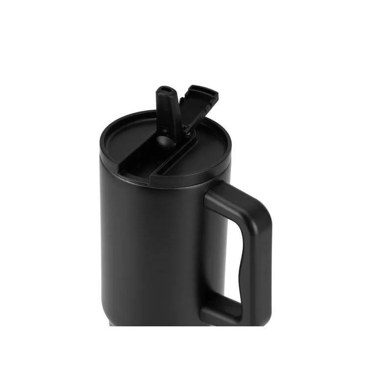 Hans Larsen black Hans Larsen Bern 2.0 Recycled Stainless Steel Tumbler with Leakproof Sip Straw Lid – 900 ml Cup-Holder Travel Mug, Ergonomic Handle, Keeps Drinks Cold 15 hrs / Hot 5 hrs - Black  | Best Price UAE