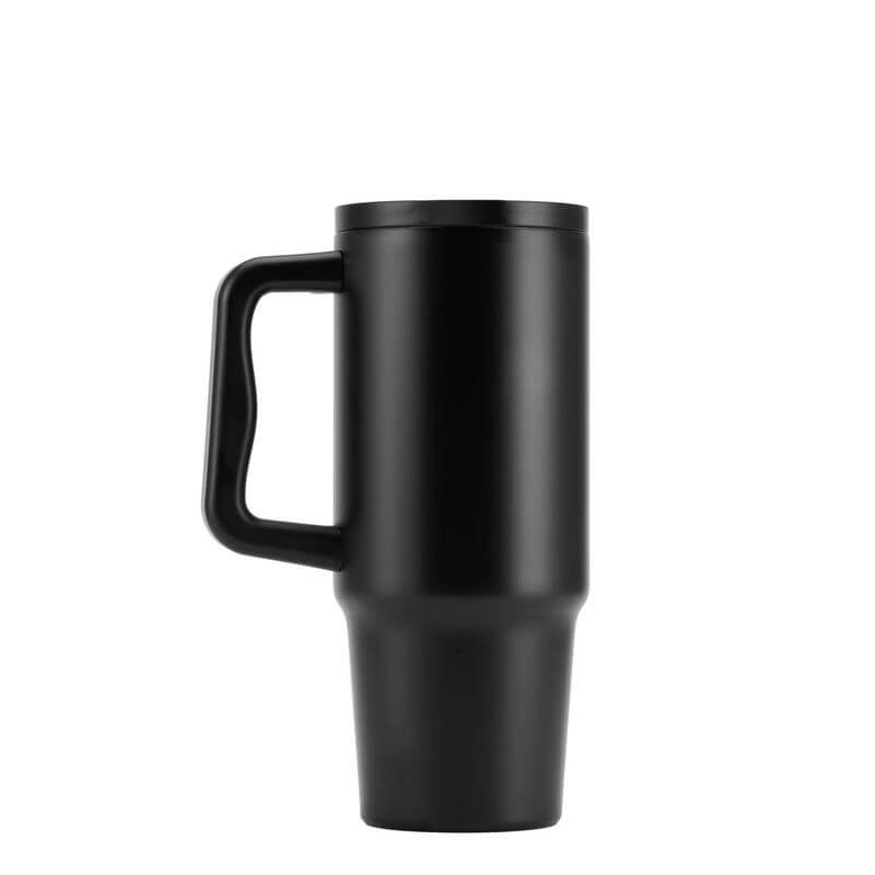 Hans Larsen Bern 2.0 Recycled Stainless Steel Tumbler with Leakproof Sip Straw Lid – 900 ml Cup-Holder Travel Mug, Ergonomic Handle, Keeps Drinks Cold 15 hrs / Hot 5 hrs - Black - Image 1