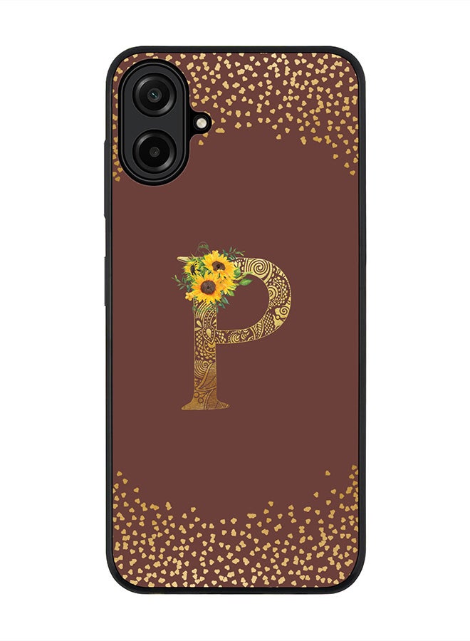 Stylizedd For Samsung Galaxy A07 4G Case,Slim fit Camera Protection, Shockproof Thin Phone cover  - Custom Floral Monogram - P  (Brown )