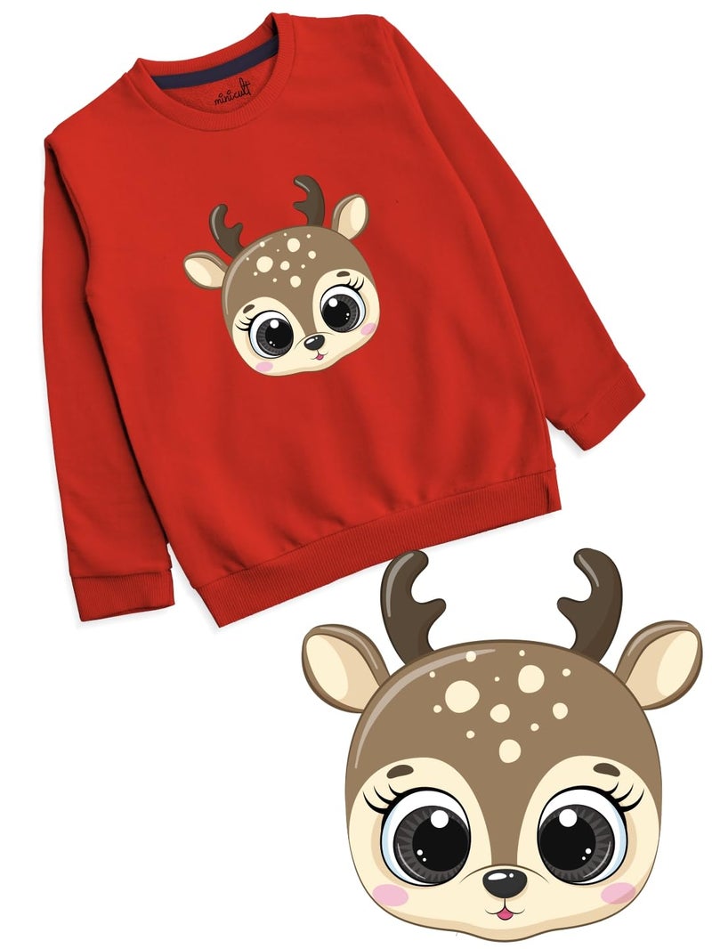 minicult Unisex-Child Cotton Regular Round Neck Full Sleeves Christmas Sweatshirt(Elk Red)(Pack of 1)(9-10 Years) - Image 2