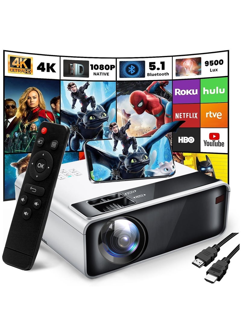 HD1080P Portable Mini Projector, IOS/Android 5G Wifi And BlueTooth, 8500Lux, Outdoor Movies 200" Display & Home Theater Video , Compatible With XBOX/TV Stick/PC/HDMI/USB/AV/PS  - Image 1