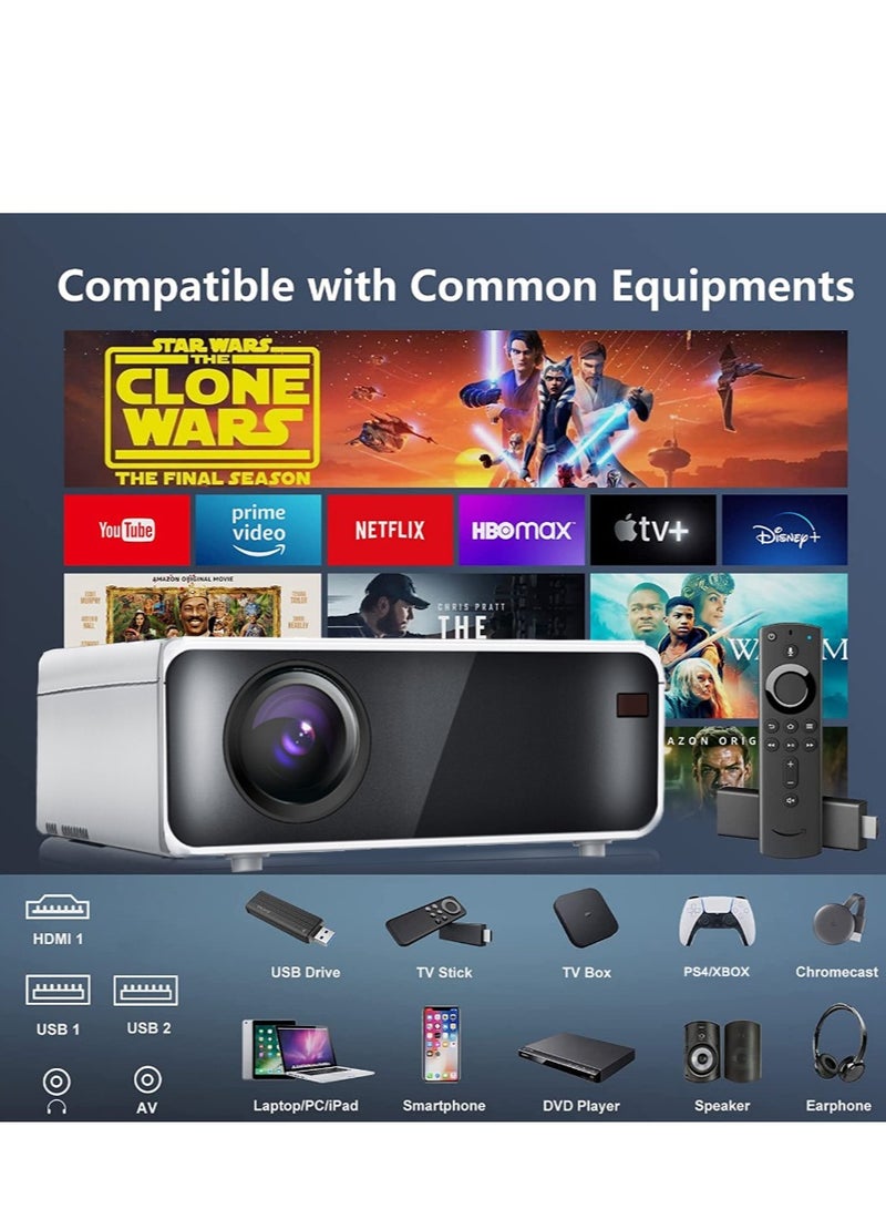 HD1080P Portable Mini Projector, IOS/Android 5G Wifi And BlueTooth, 8500Lux, Outdoor Movies 200" Display & Home Theater Video , Compatible With XBOX/TV Stick/PC/HDMI/USB/AV/PS  - Image 5