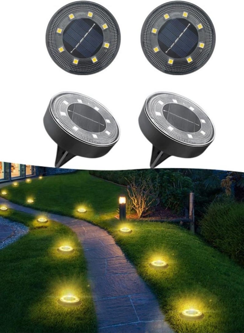 Generic 4 Packs Solar Ground Lights, IP68 Waterproof Solar Powered Disk Lights Outdoor Landscape Lights for Patio,Yard, Pathway, Walkway, Driveway,Lawn, Deck (Warm White)  - Image 1