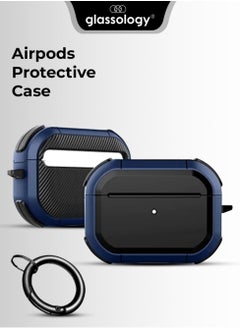 glassology Apple Airpods Protective Case Compatible with Airpods 2/1,Hard Rugged Grade Air pods Cover with Keychain for Men Women and Girls Black and blue  - Image 1