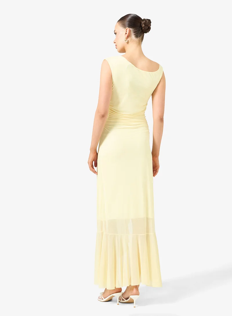 Ginger Drop Shoulder Maxi Dress with Slit