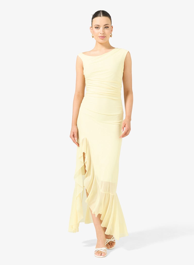 جينجر فستان ماكسي بكتف ساقط وفتحة جانبية - Image 4